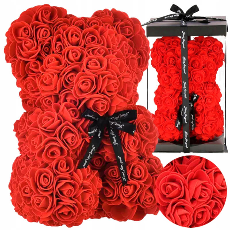 Ours en peluche de Roses avec boîte cadeau 40 cm Užsisakykite Trendai.lt