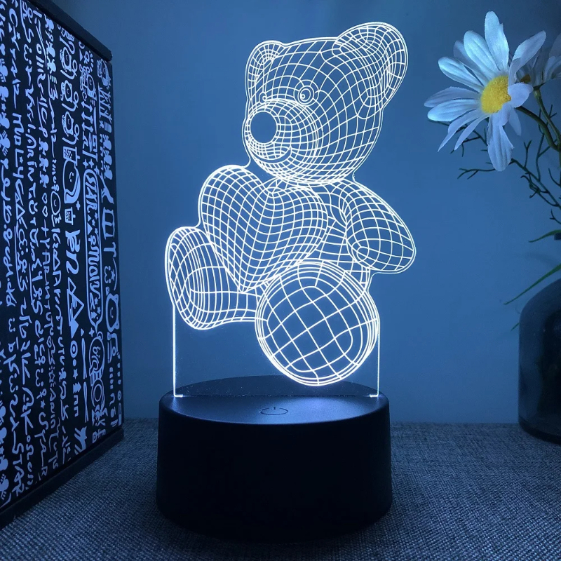 Lampe de nuit avec effet ours 3D et télécommande Užsisakykite Trendai.lt