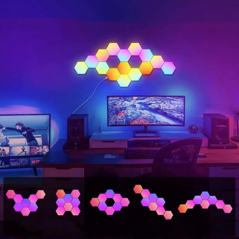 Applique murale LED RGB connectable Smart Hexagon avec contrôle par application Užsisakykite Trendai.lt