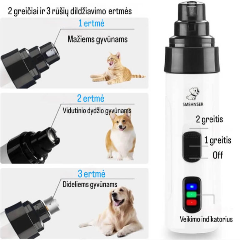 Broyeur à ongles électrique rechargeable pour animaux de compagnie Užsisakykite Trendai.lt 8